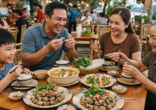 Đi ăn cùng gia đình nên gọi ốc hương theo phần dễ chia