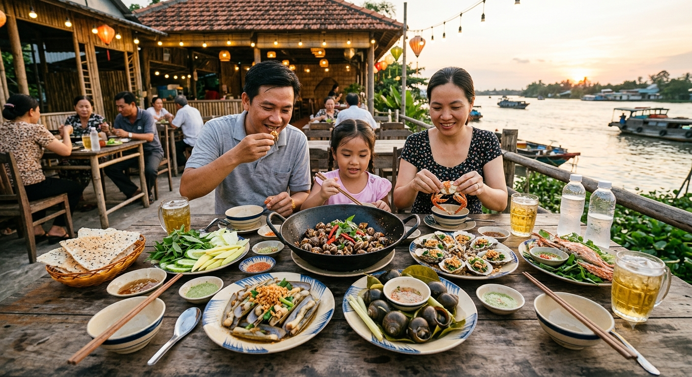 Đa dạng món ốc hương và hải sản tại Ẩm Thực Ốc Oanh - Quán ốc Mỹ Tho hàng đầu